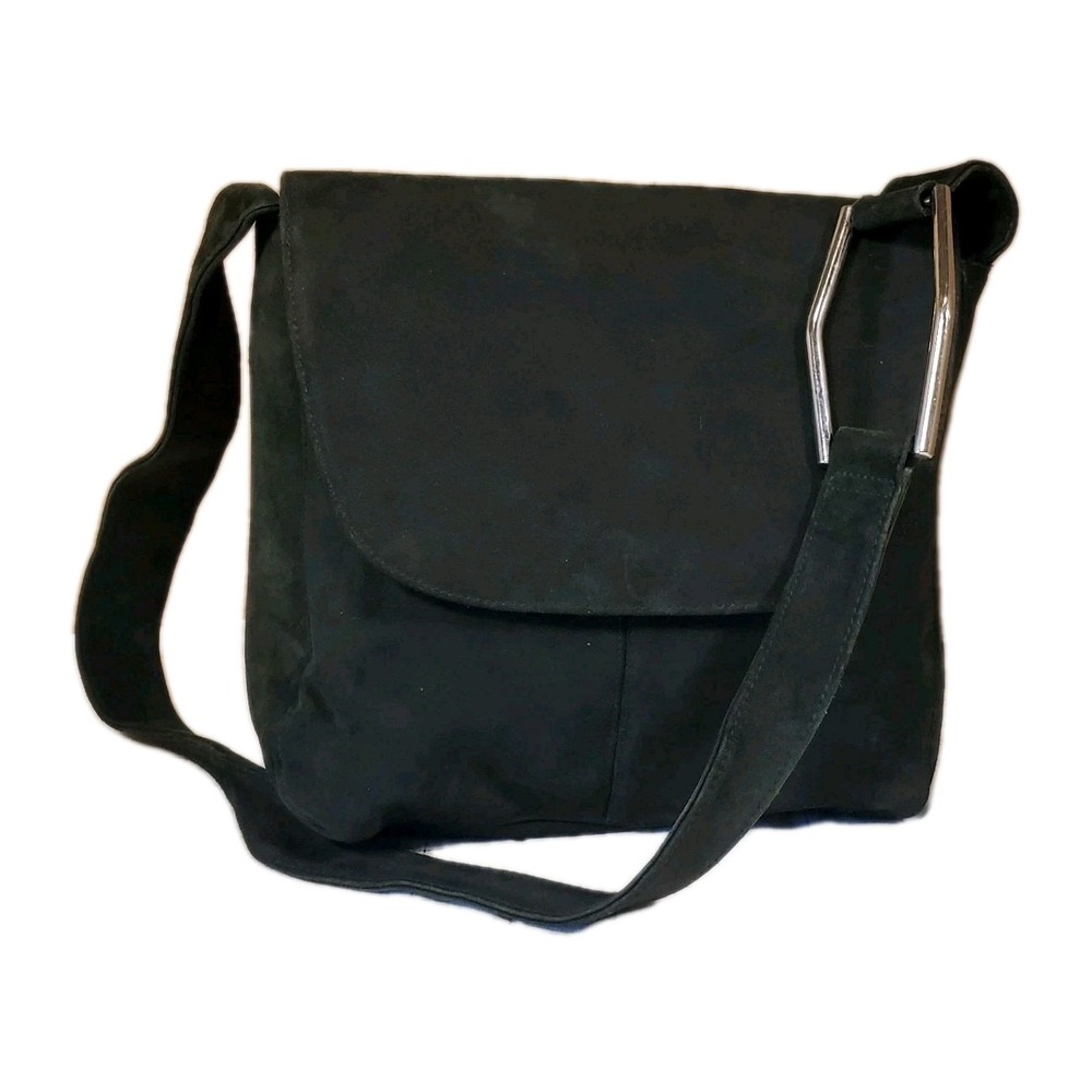 Naturalizee Thick‎ Suede Leather Dark Green Vtg Messenger Style Bag